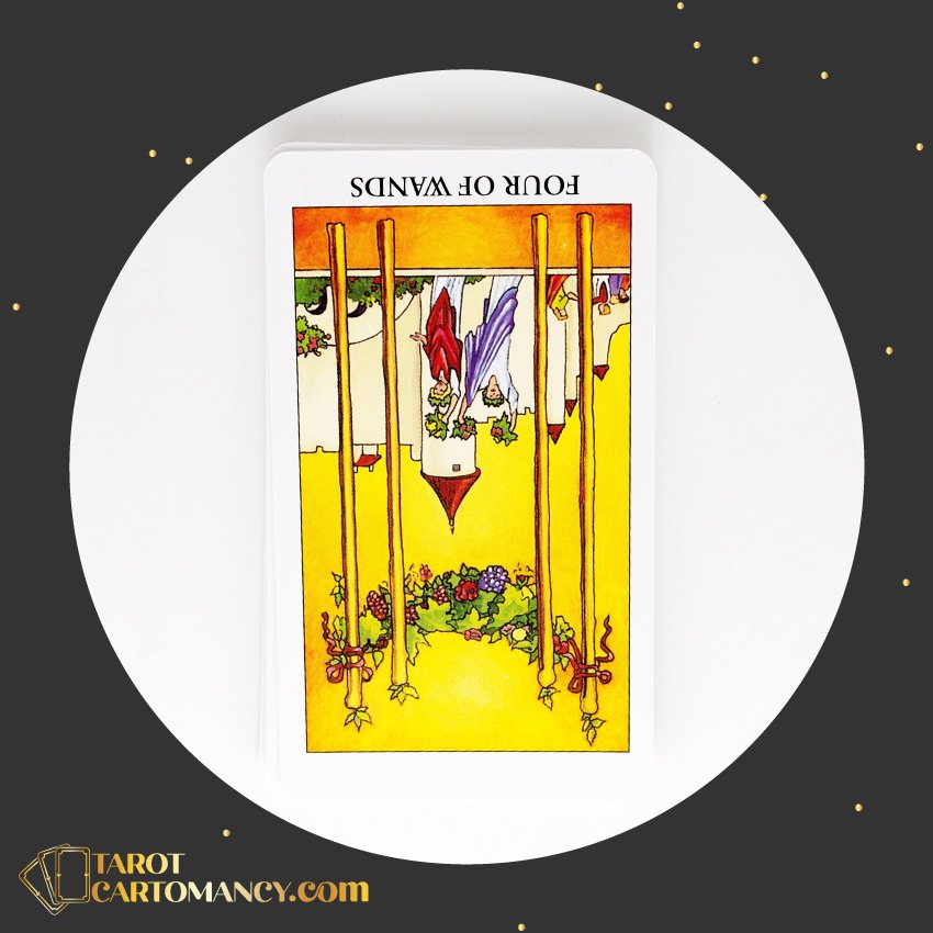 Four of Wands as Love Outcome Reversed Tarot Card Meaning