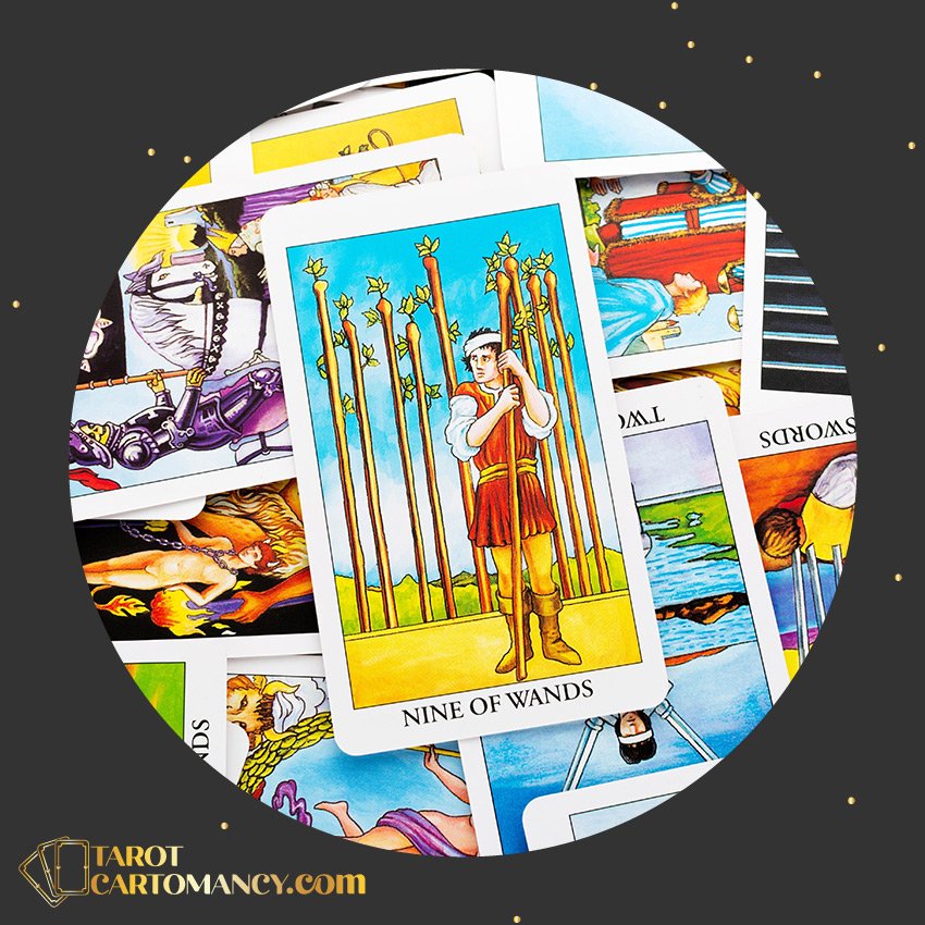 Nine of Wands on Top of Other Tarot Cards in Context of Love Advice